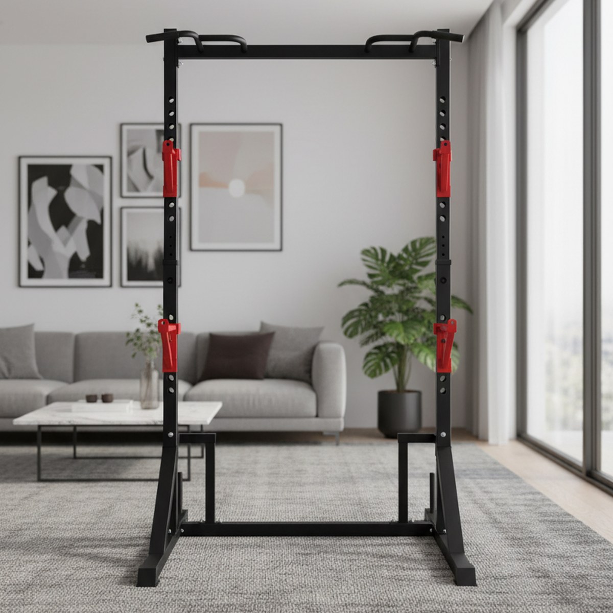 Home Bar Stand - Adjustable Power Rack with Pull Up