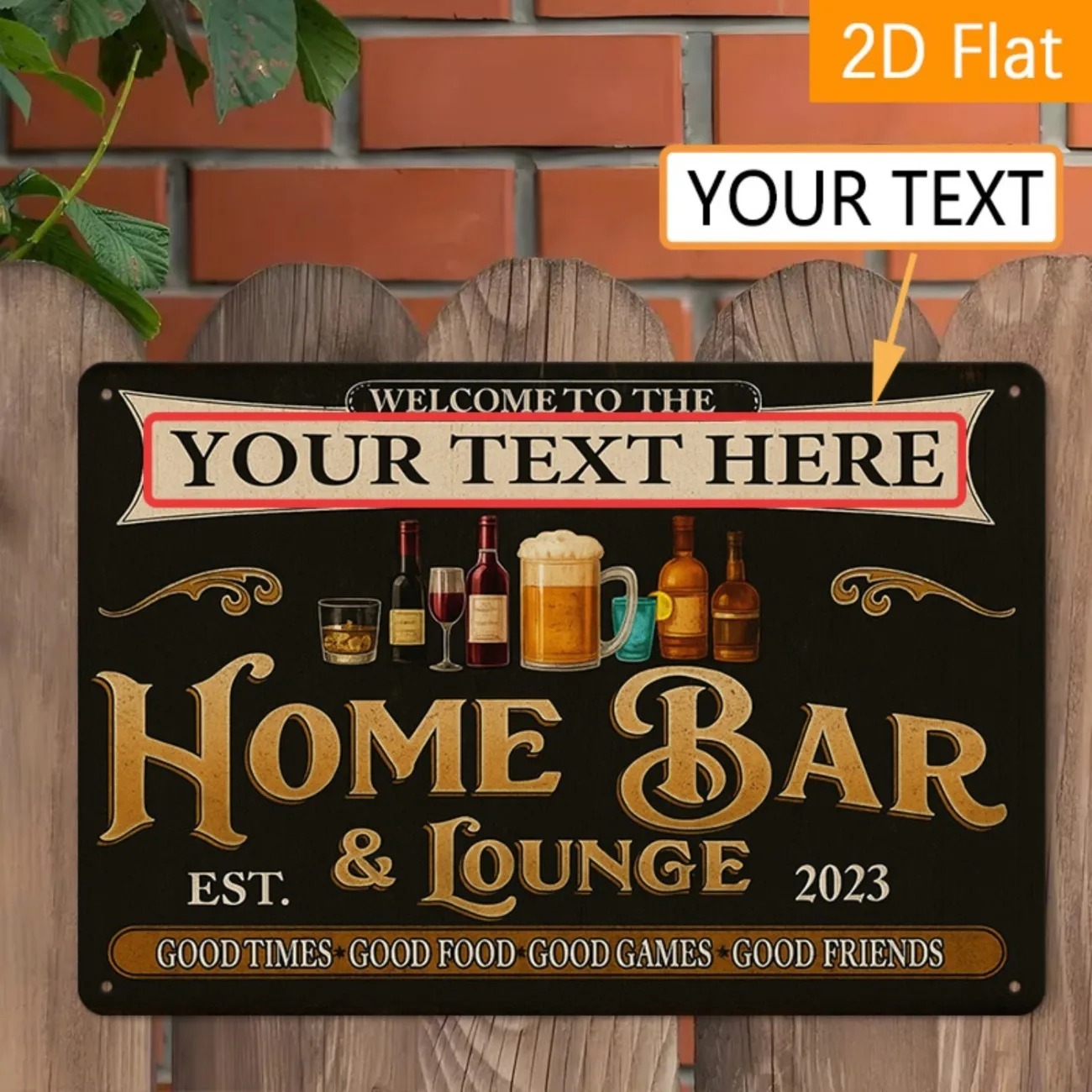 Home Bar Lounge - Custom Text Vintage Home Bar &