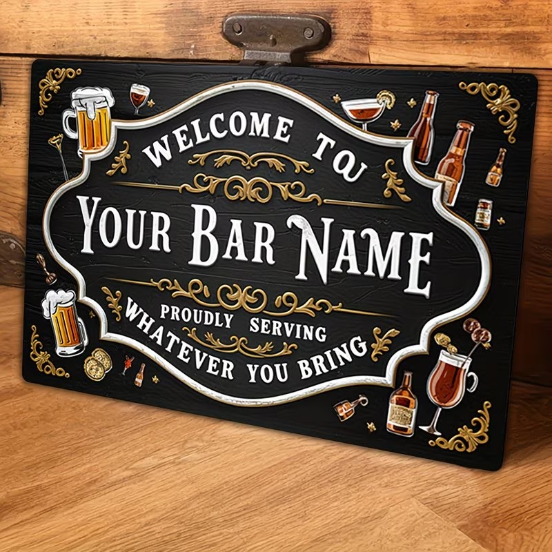 Home Bar Signs - Custom Personalized Vintage Metal Bar Sign