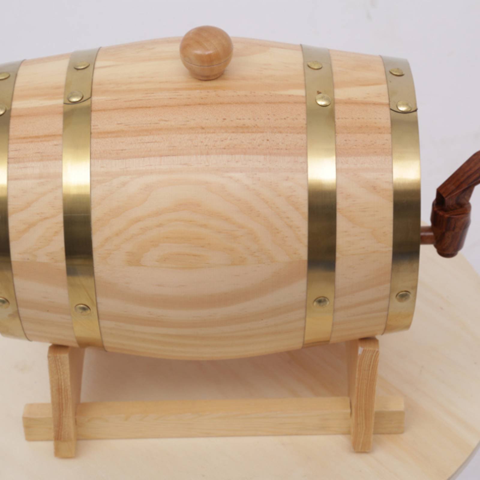 Home Bar Stand - Fir Wood Barrel with Spigot Leak-Resistant