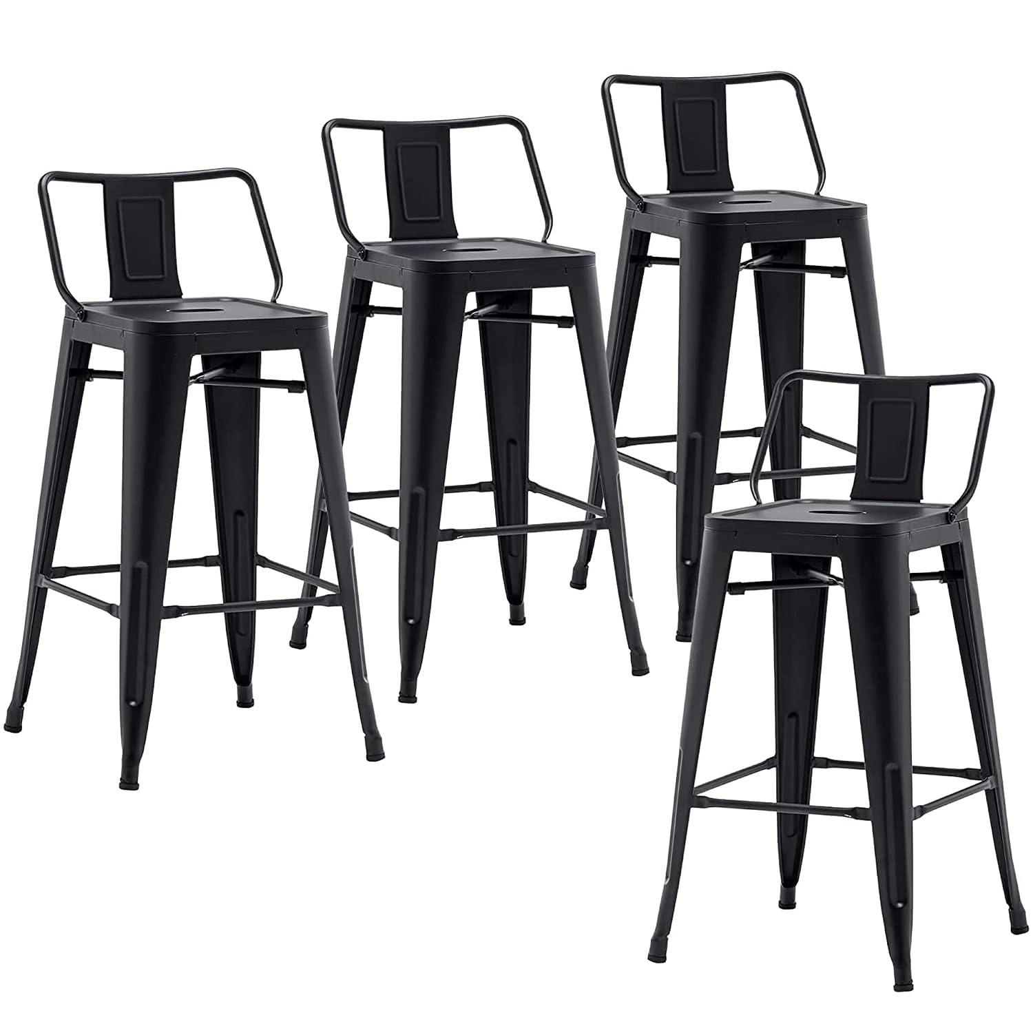Home Bar Stools - Industrial Metal Bar Stools with Backs