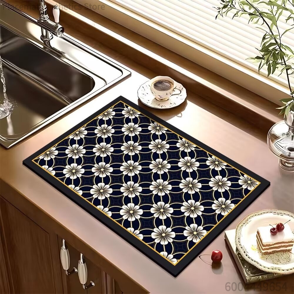 Bar Mat Rubber - Kitchen Countertop Draining Mat Washbasin Diatomite