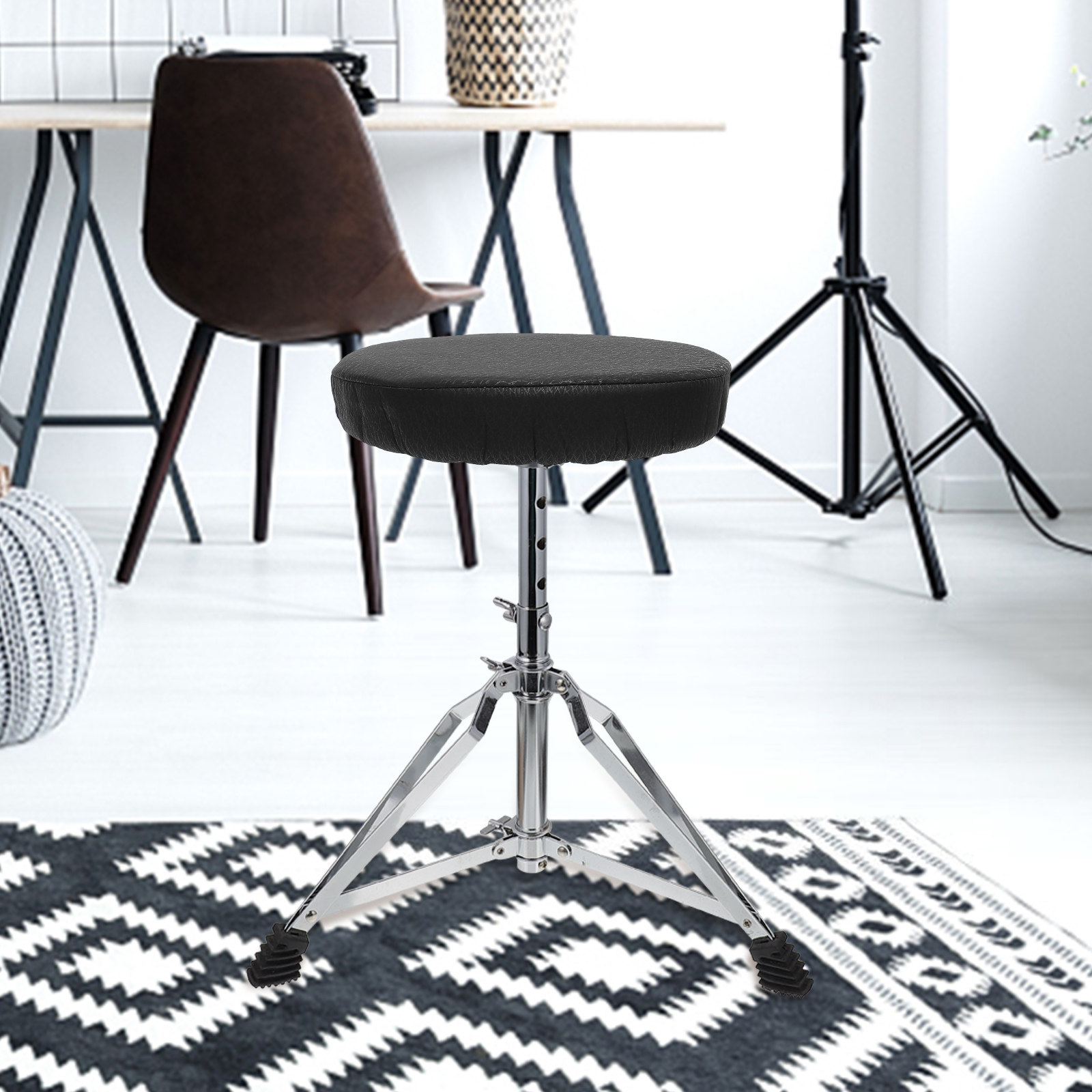 Home Bar Stools - Super Round Stool Cover Black Cotton