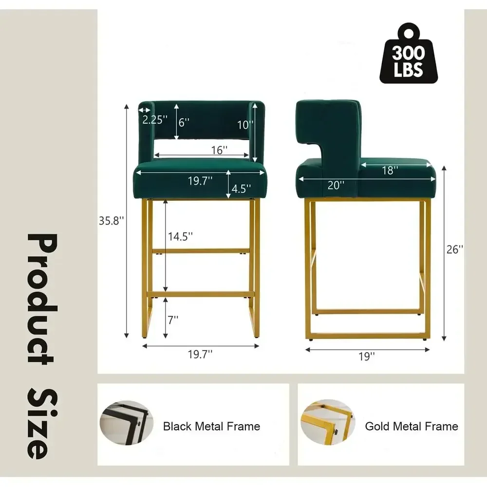 Set of 2 Green Velvet Bar Stoo - Home Bar Stools 评论和价格
