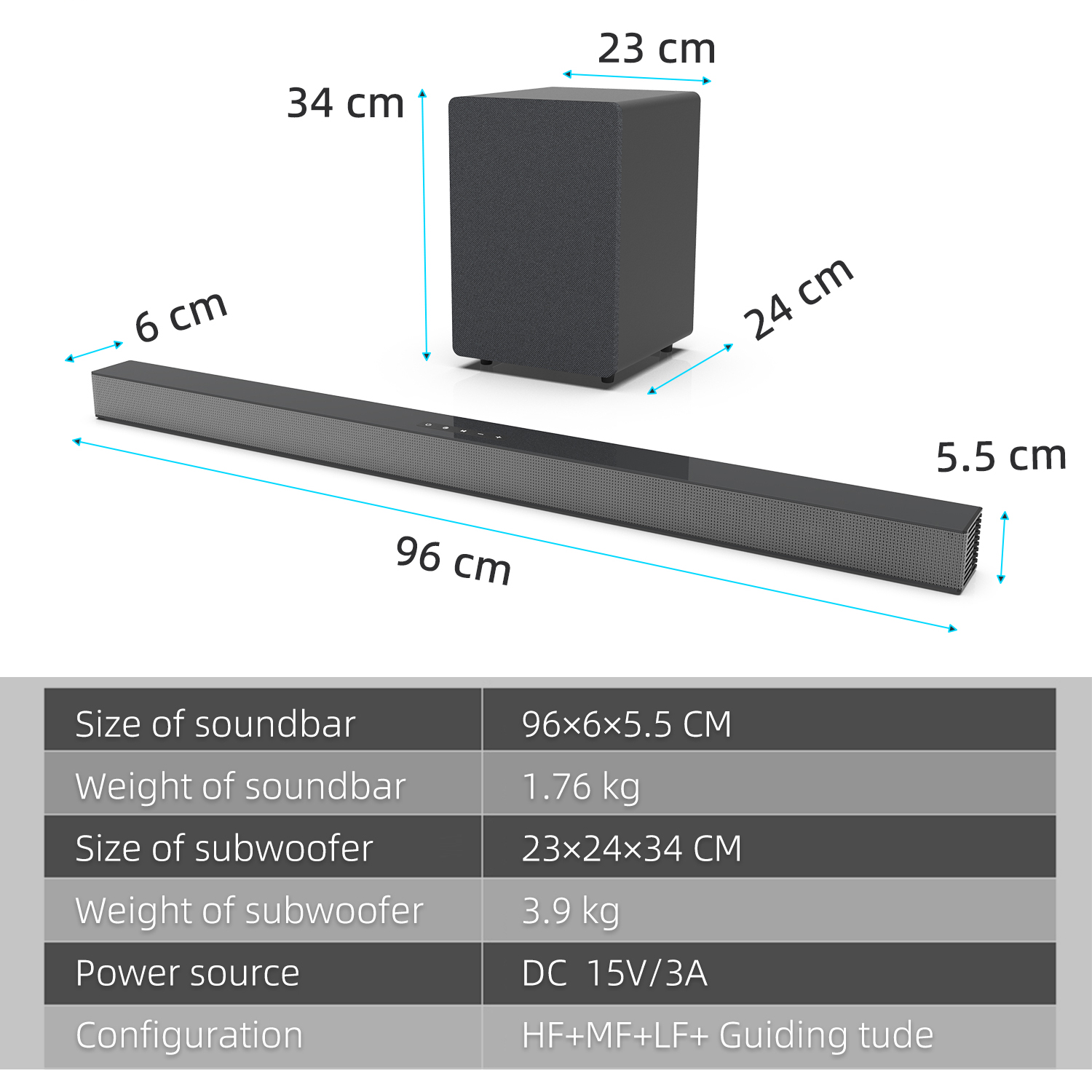 84W TV Sound Bar with Subwoofe - Home Bar And Theater 评论和价格