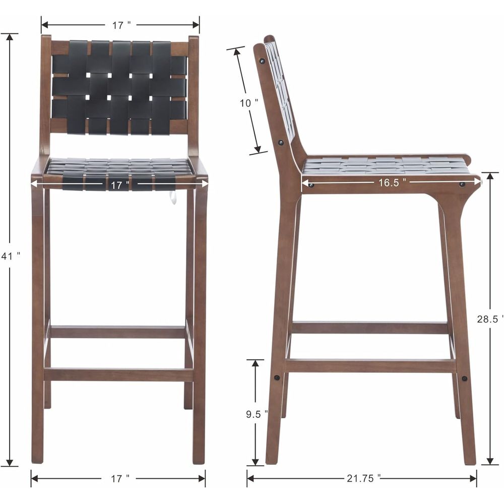 Set of 2 Wooden Bar Stools, Bl - Home Bar Stools 评论和价格