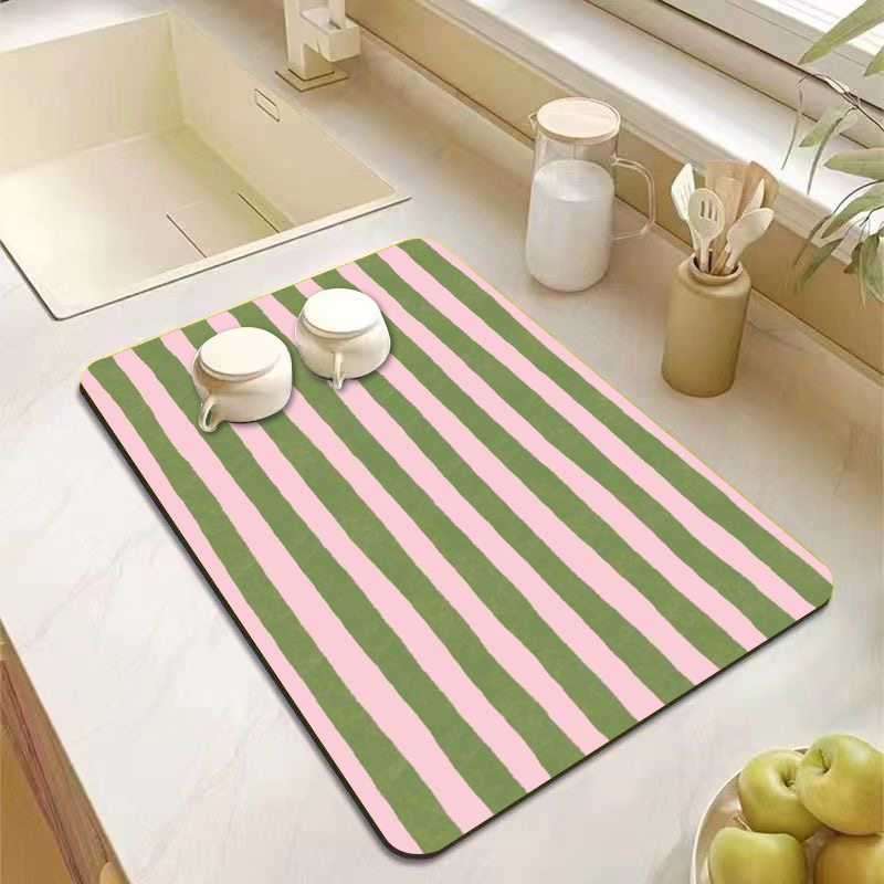 Aesthetic Pink Green Striped K - Bar Mat Rubber 评论和价格
