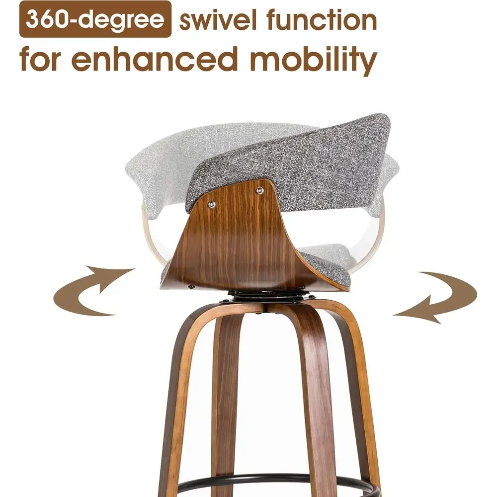 Set of 2 Gray Fabric Swivel Ba - Home Bar Stools 评论和价格