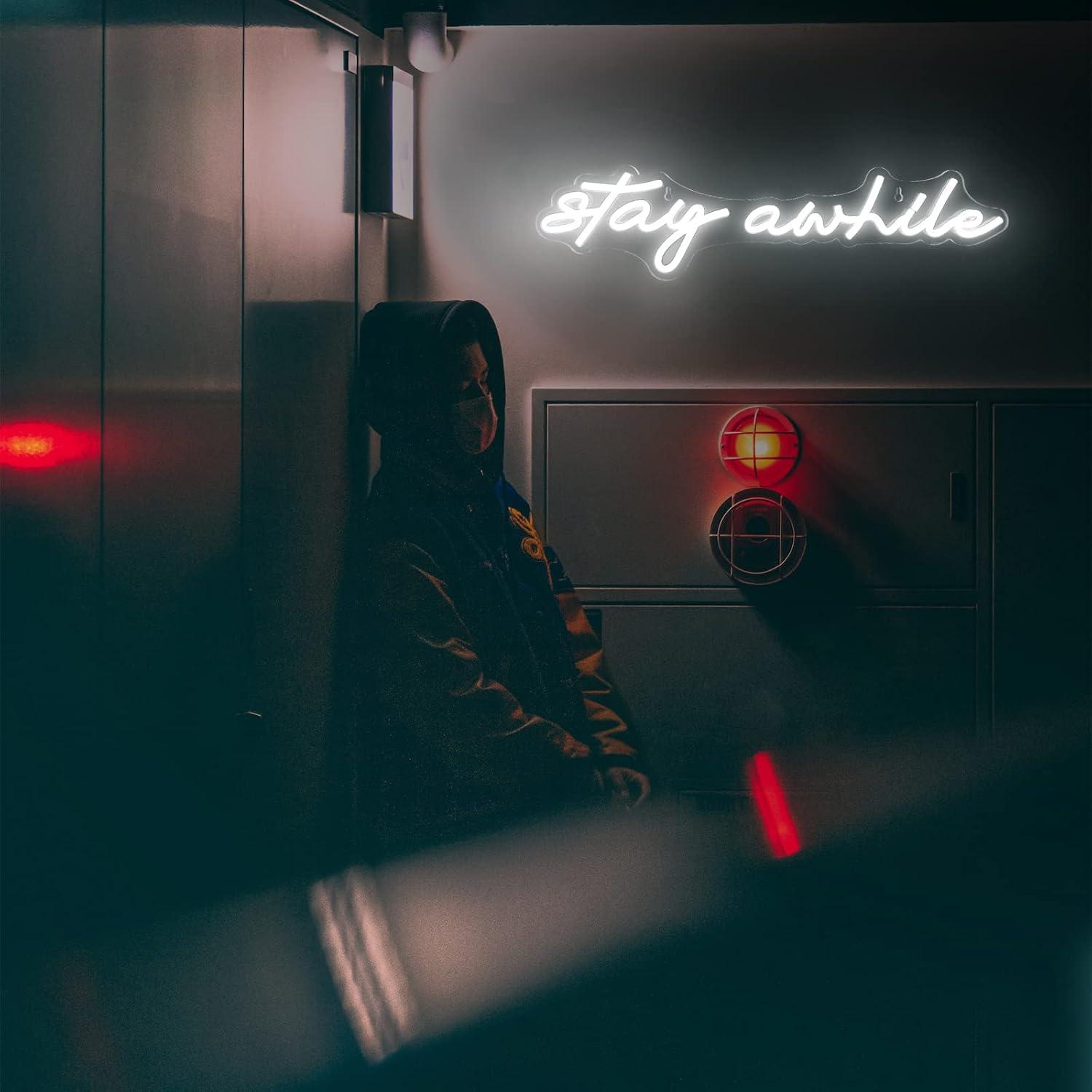 Stay Awhile Neon Signs USB Dim - Home Bar Signs 评论和价格