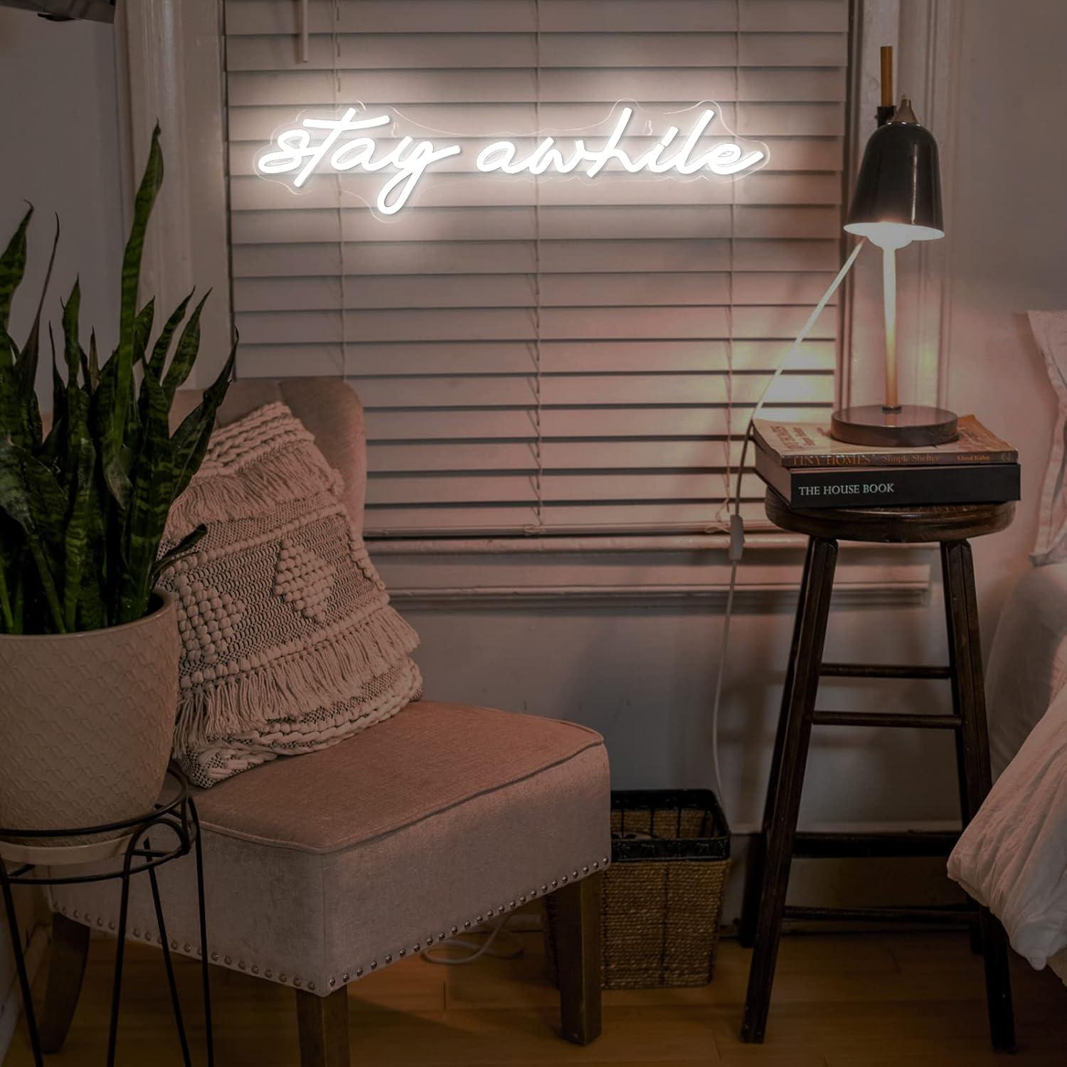 Stay Awhile Neon Signs USB Dim - Home Bar Signs 评论和价格