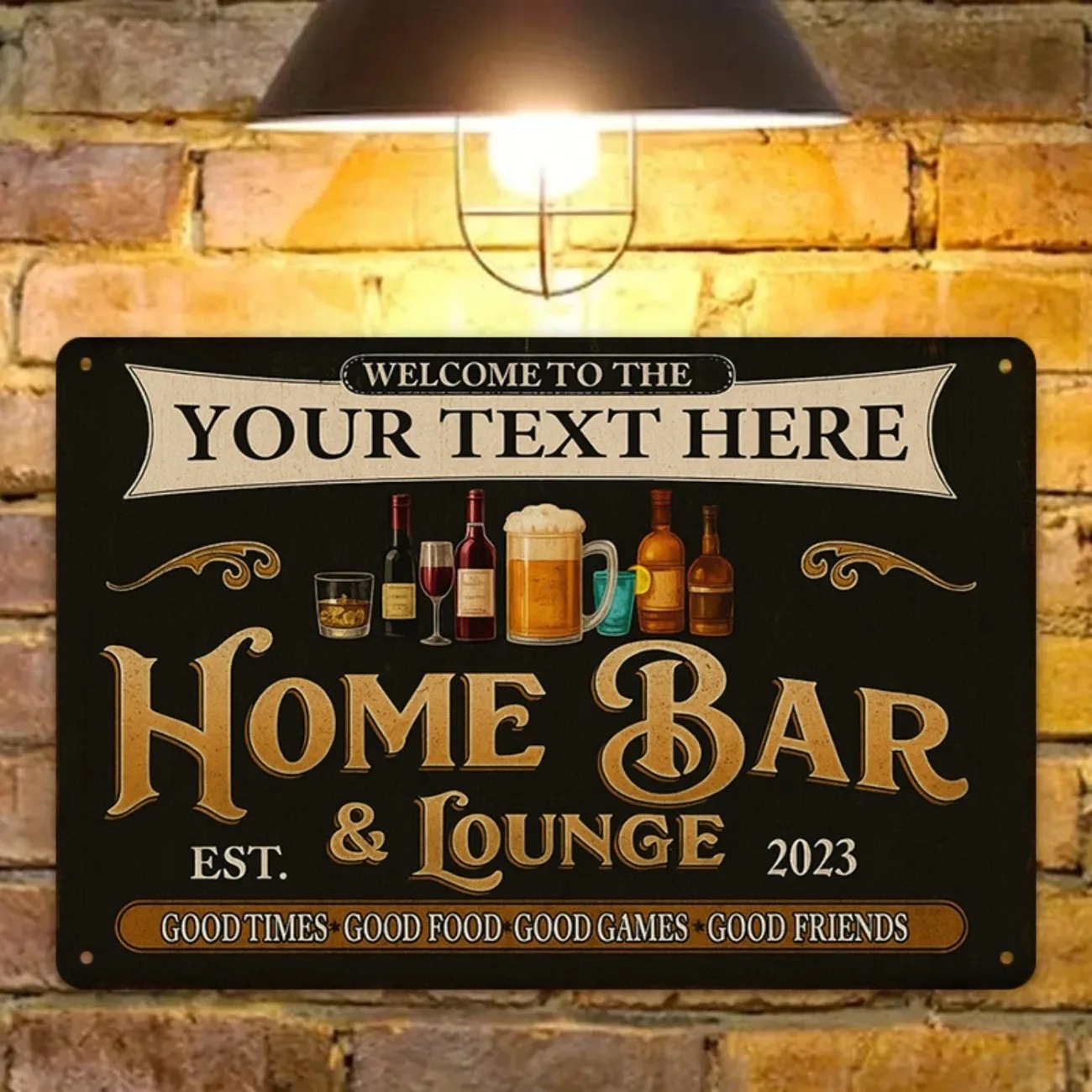 Custom Text Vintage Home Bar & - Home Bar Lounge 评论和价格