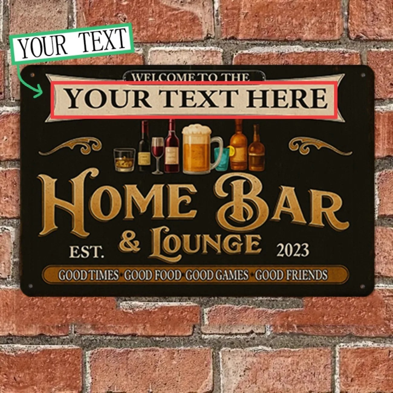 Custom Text Vintage Home Bar & - Home Bar Lounge 评论和价格