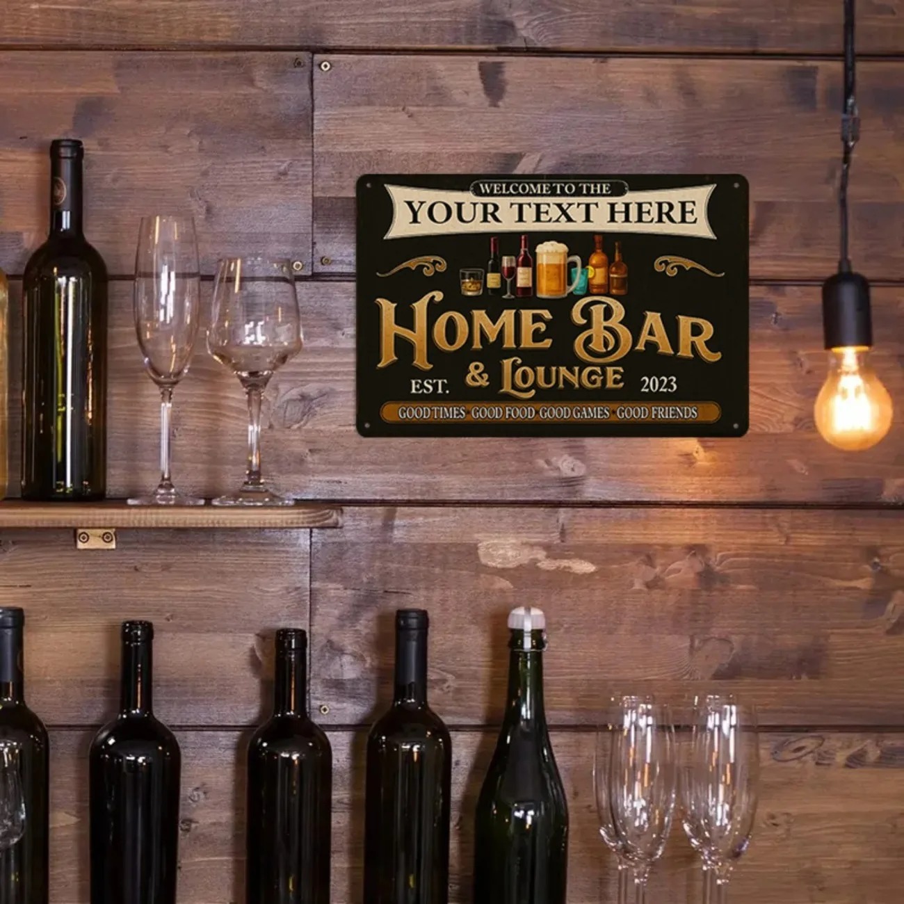 Custom Text Vintage Home Bar & - Home Bar Lounge 评论和价格