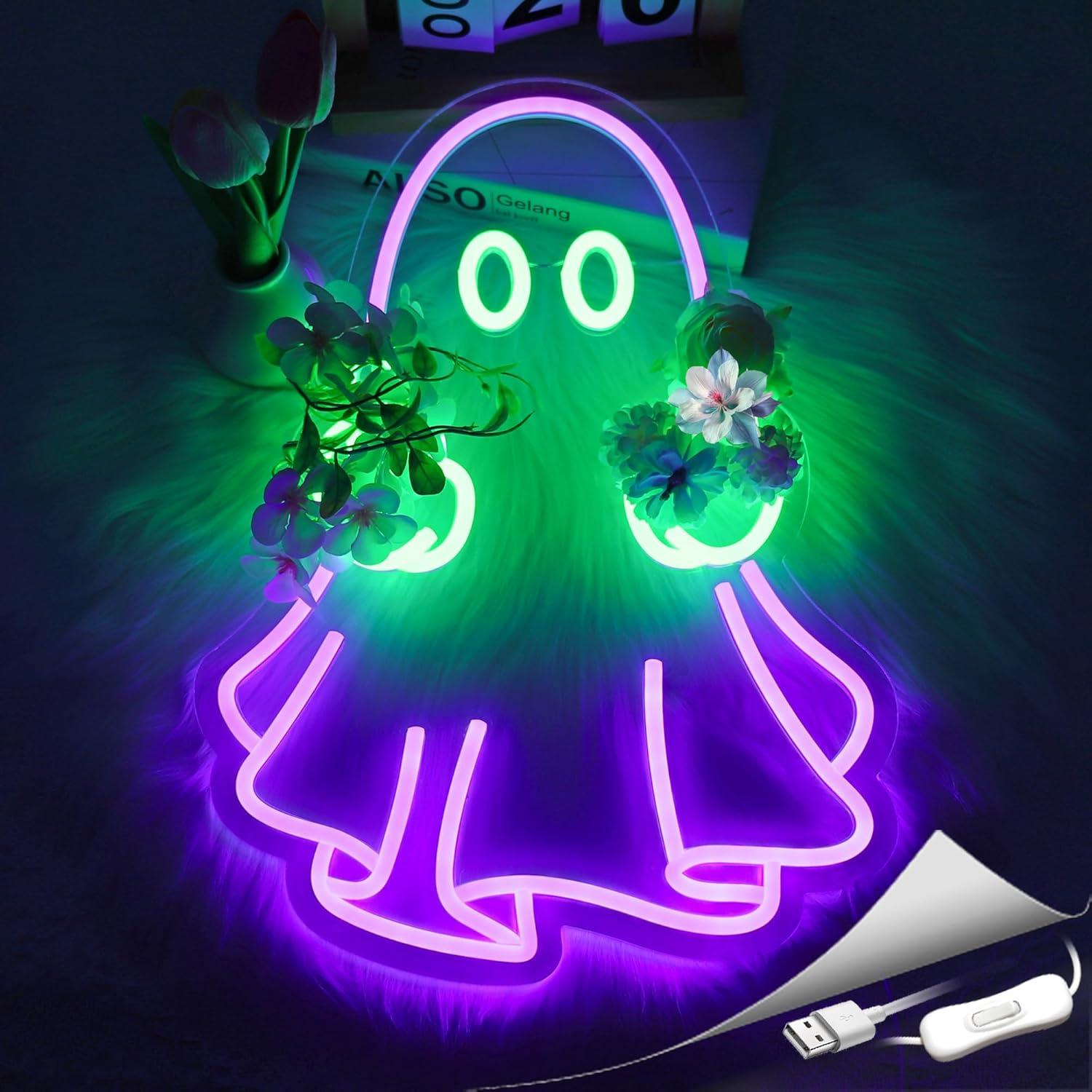 Ghost Neon Sign USB Powered LE - Home Bar Signs 评论和价格