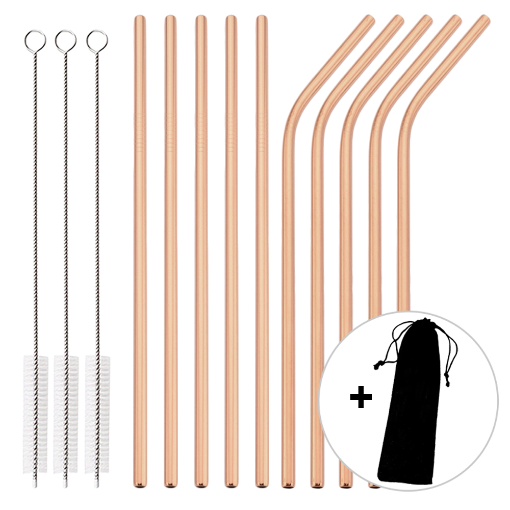14Pcs Reusable Rose Gold Straw - Home Bar Set 评论和价格