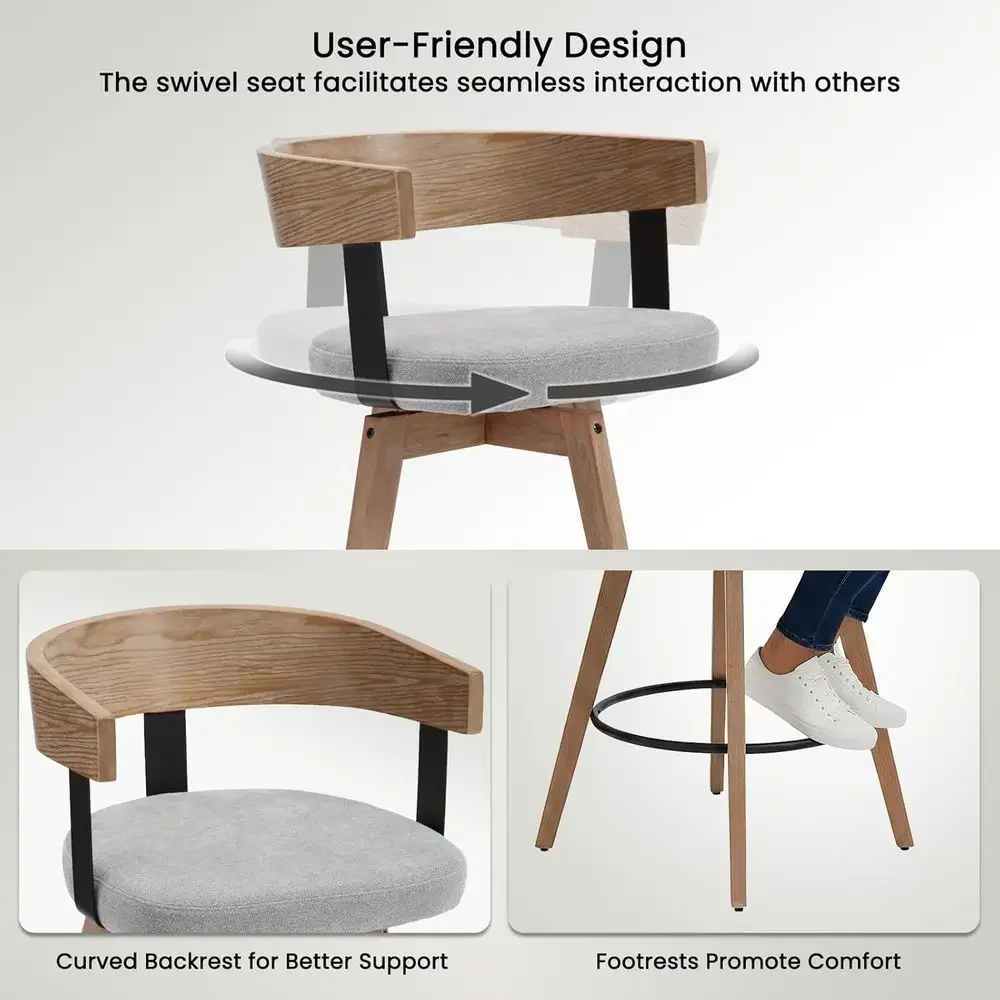 Set of 2, 26 Grey Linen-Uphols - Home Bar Stools 评论和价格