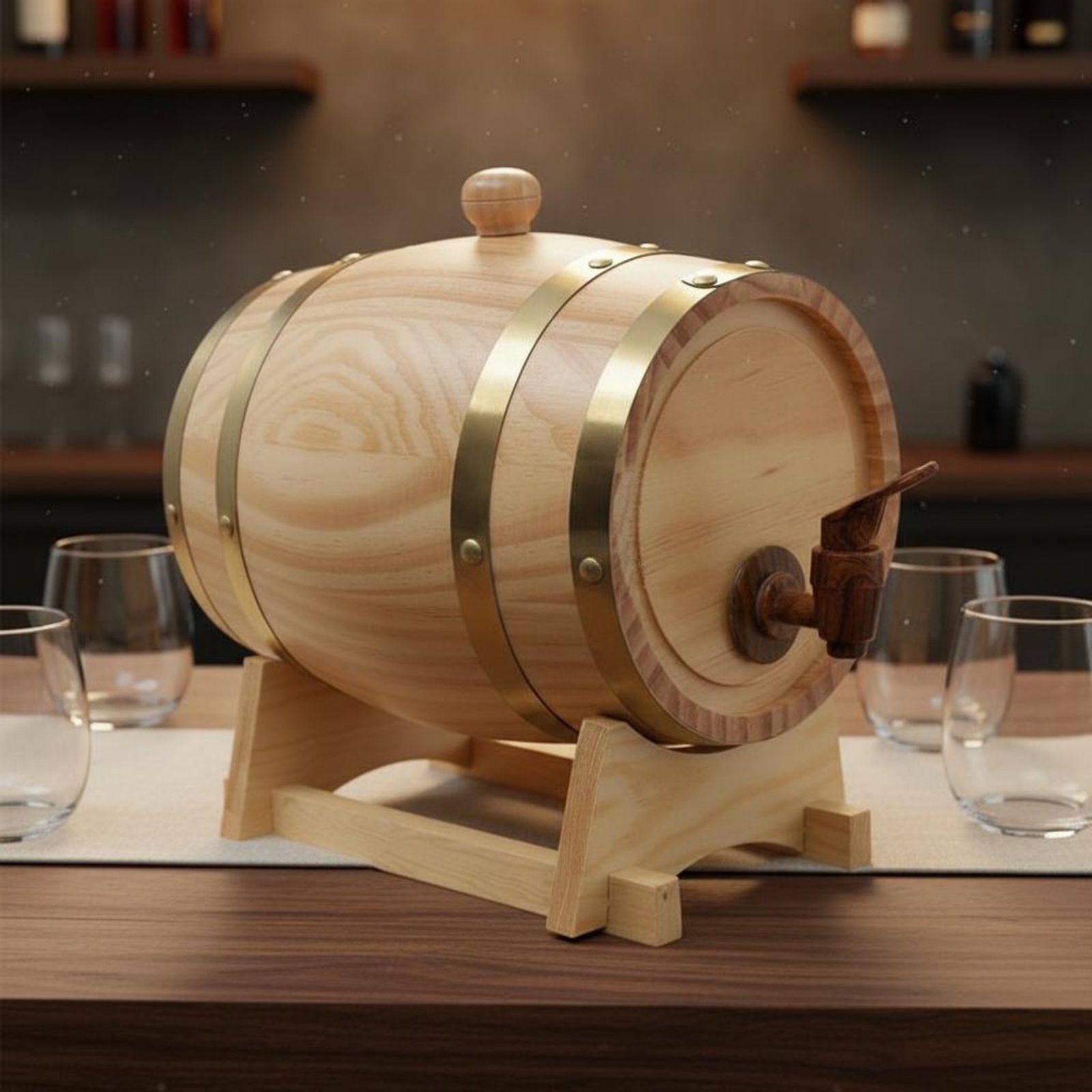 Fir Wood Barrel with Spigot Le - Home Bar Stand 评论和价格