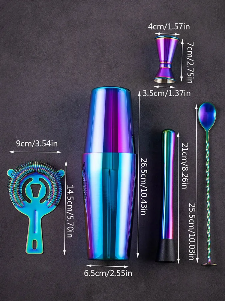 5/7pcs Rainbow Cocktail Shaker - Boston Shaker Set 评论和价格