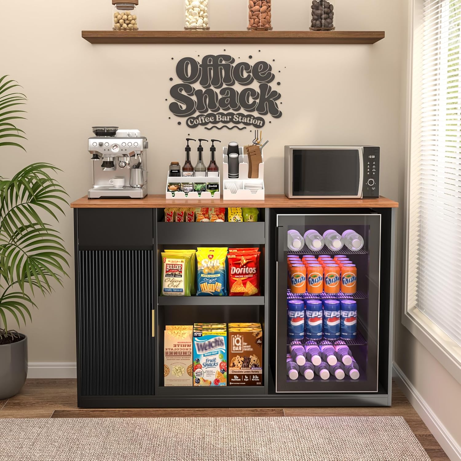 Snack Bar Cabinet with Fridge  - Home Bar And Theater 评论和价格