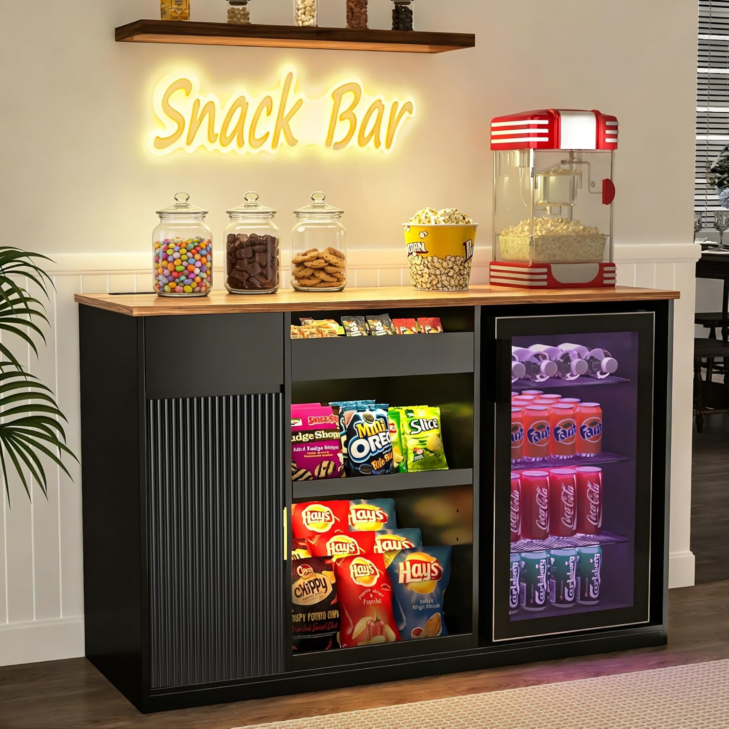 Snack Bar Cabinet with Fridge  - Home Bar And Theater 评论和价格