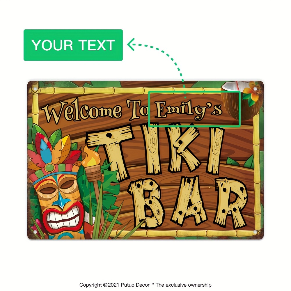 Custom  Decor Tiki Bar Sign, P - Home Bar Signs 评论和价格