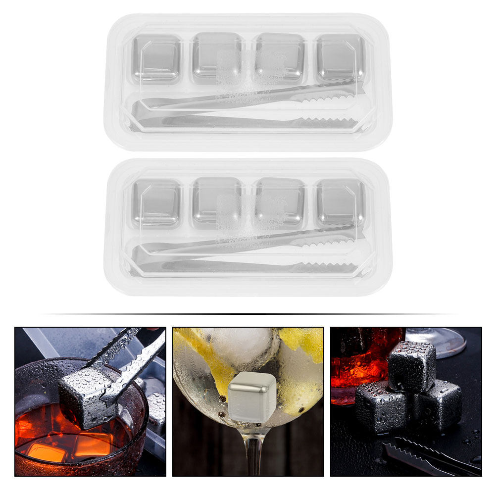 2Sets Stainless Steel Ice Cube - Home Bar Set 评论和价格