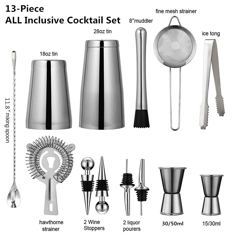 13Pcs/Set Stainless Steel Cock - Boston Shaker Set 评论和价格