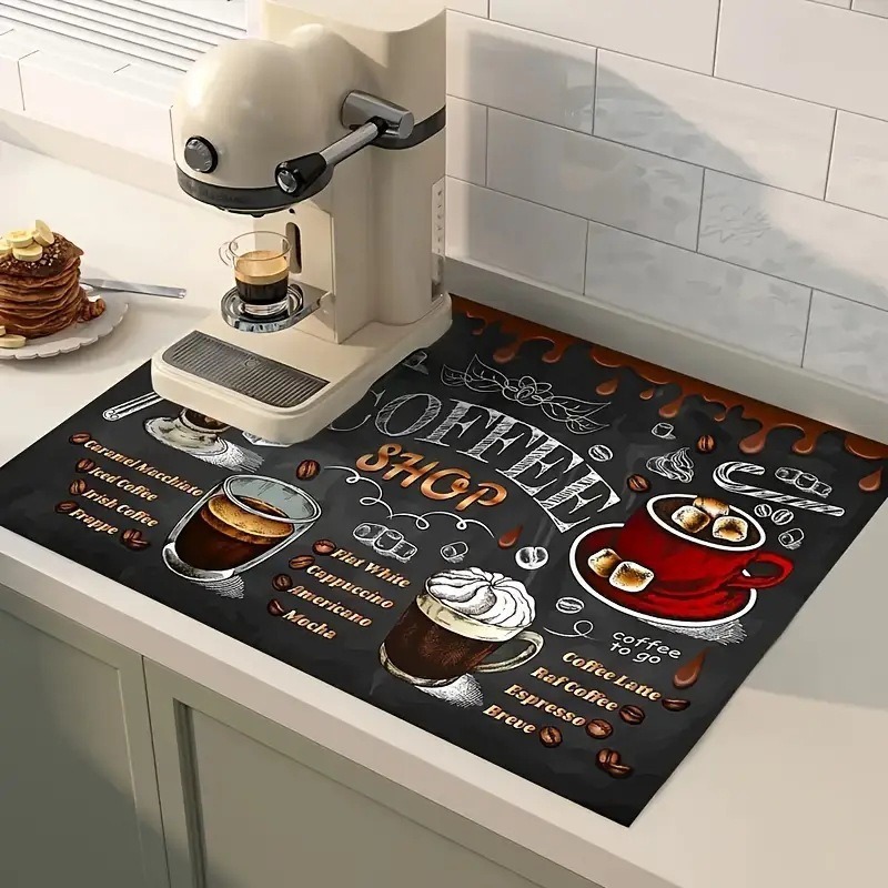 Coffee Print  Coffee Pad Absor - Bar Mat Rubber 评论和价格