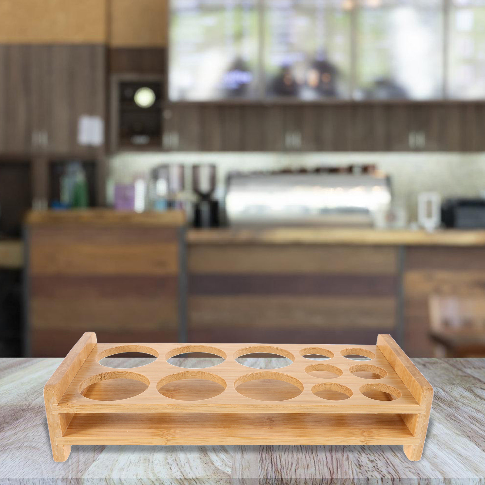 Bamboo Shot Glass Holder Premi - Home Bar Stand 评论和价格