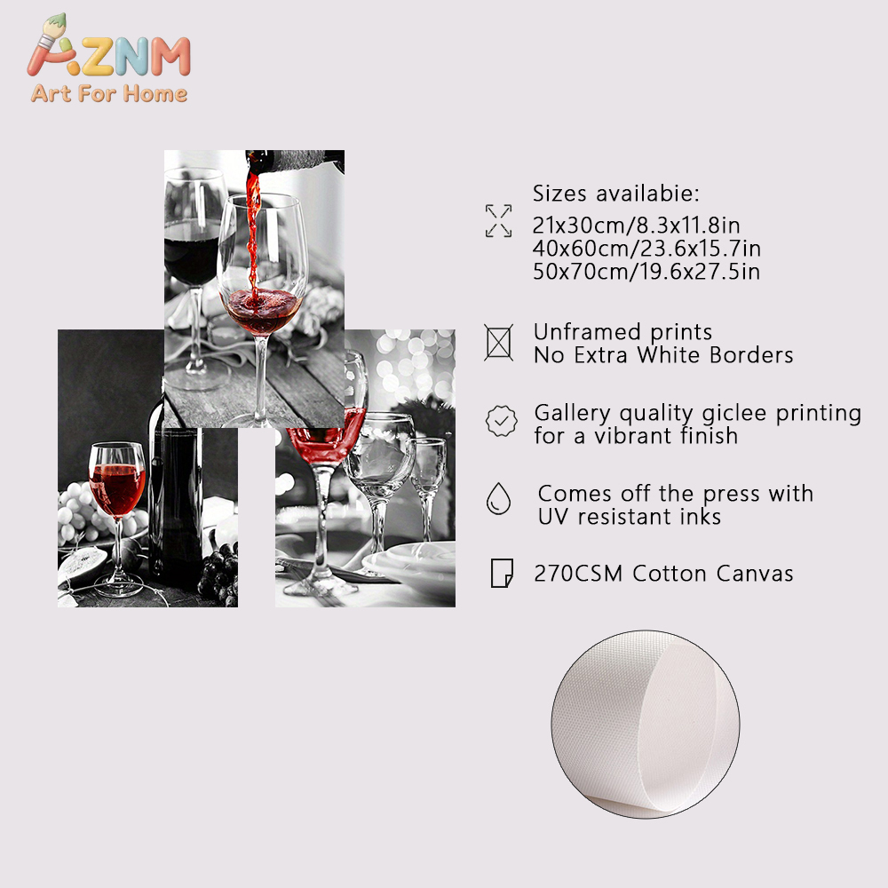 3PCS Red Wine Glass Black Whit - Home Bar Set 评论和价格