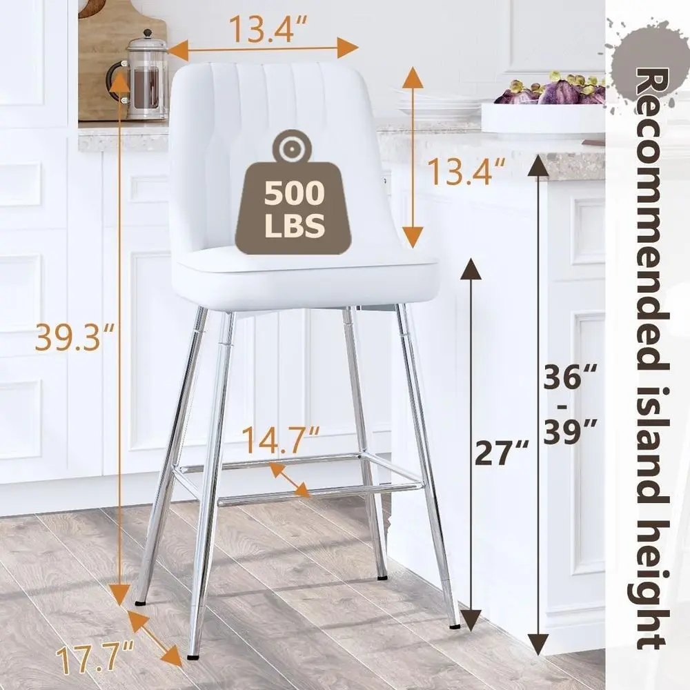 Set of 2 White Upholstered 27  - Home Bar Stools 评论和价格